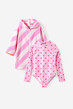 Girls Long Sleeve One Piece & Zip Thru Hooded Towel Set,  - example image 1